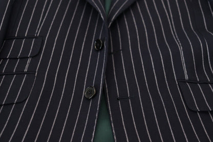 Blazer Dolce & Gabbana en laine à rayures bleu foncé et simple boutonnage