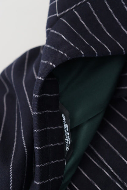 Blazer Dolce & Gabbana en laine à rayures bleu foncé et simple boutonnage