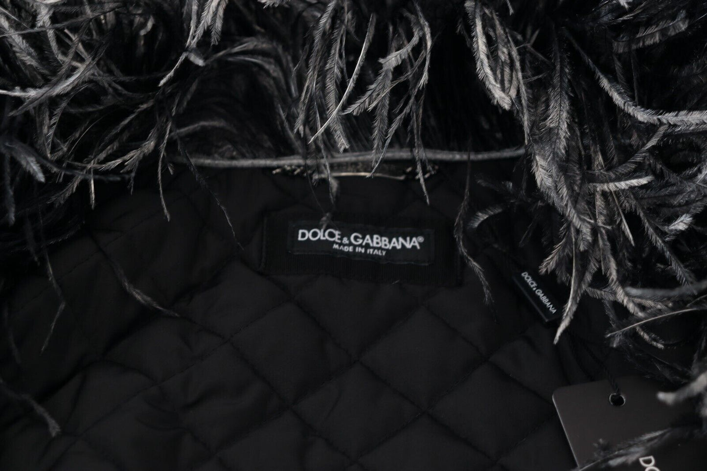 Veste Dolce & Gabbana en fourrure de mouton noire et blanche, entièrement zippée