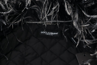 Veste Dolce & Gabbana en fourrure de mouton noire et blanche, entièrement zippée
