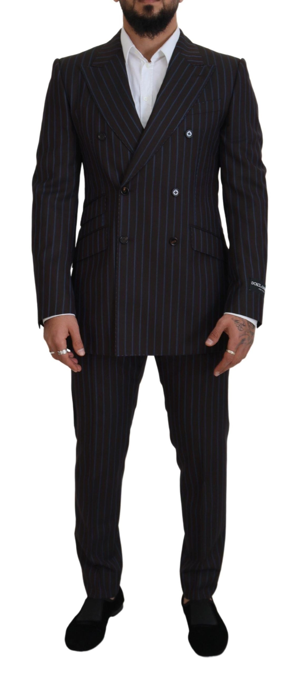 Costume de cérémonie deux pièces en laine rayée noir Dolce & Gabbana