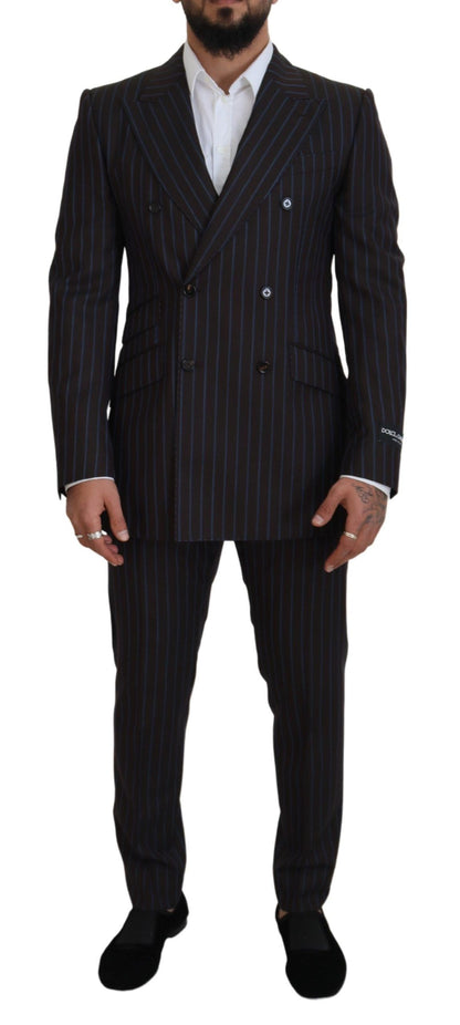 Costume de cérémonie deux pièces en laine rayée noir Dolce & Gabbana