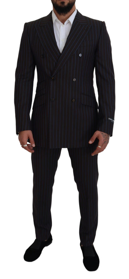 Costume de cérémonie deux pièces en laine rayée noir Dolce & Gabbana
