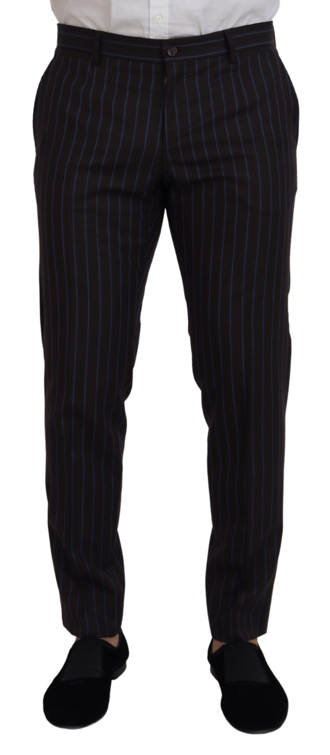 Costume de cérémonie deux pièces en laine rayée noir Dolce & Gabbana