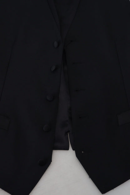 Dolce & Gabbana Gilet Noir en Laine Vierge Gilet de Costume Habillé