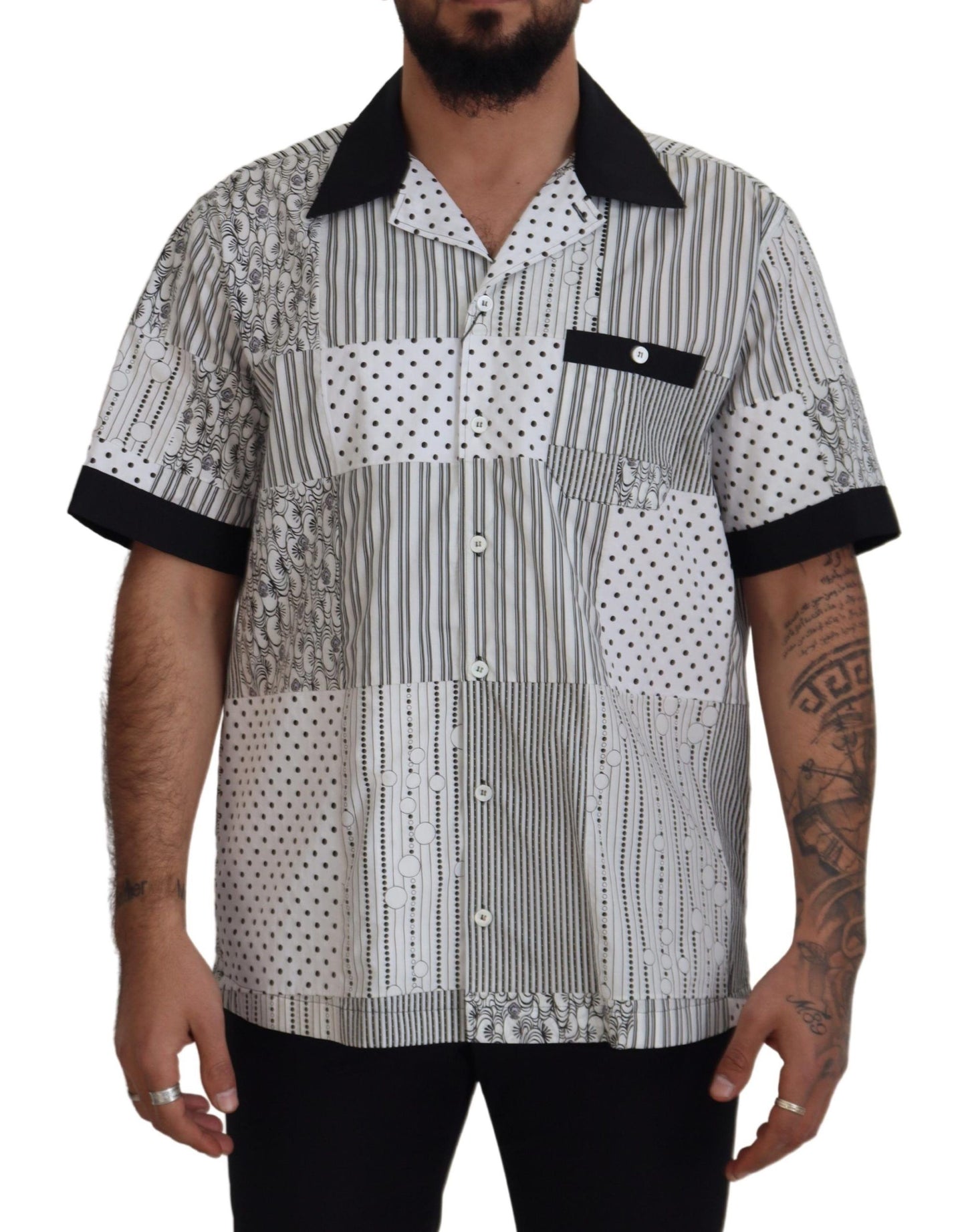 Chemise boutonnée Dolce & Gabbana blanche à motifs noirs