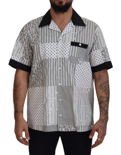 Chemise boutonnée Dolce & Gabbana blanche à motifs noirs