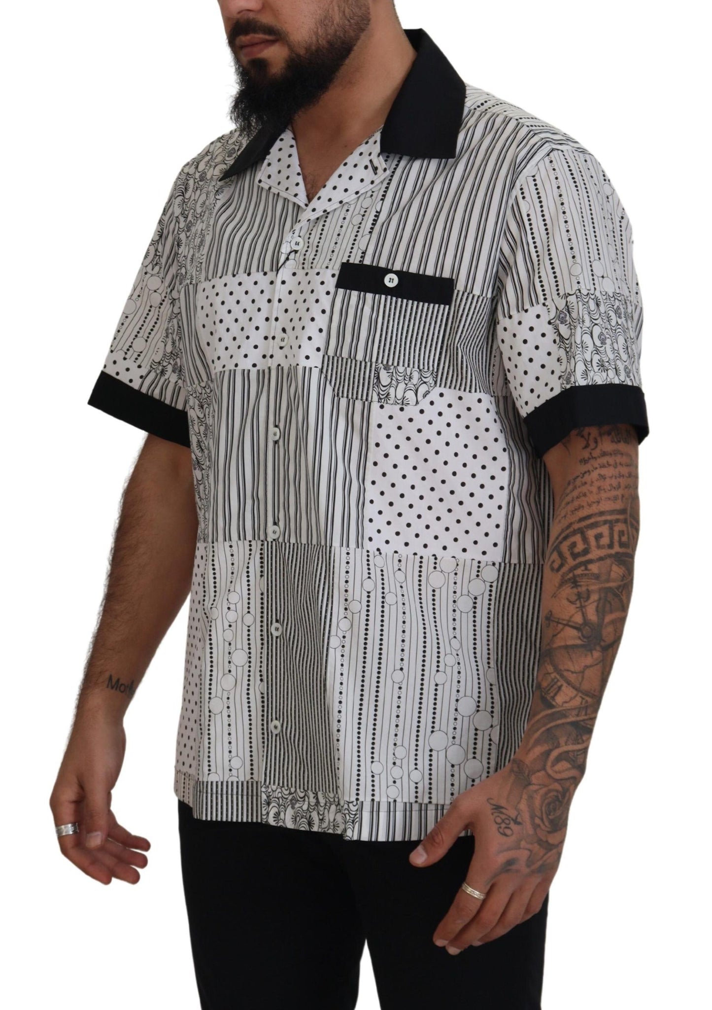 Chemise boutonnée Dolce & Gabbana blanche à motifs noirs