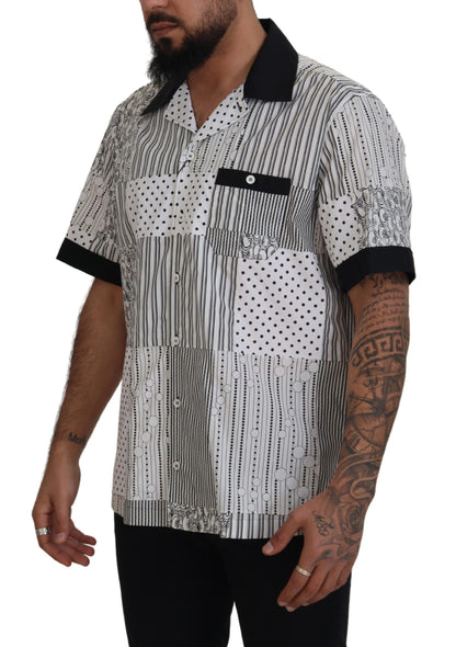 Chemise boutonnée Dolce & Gabbana blanche à motifs noirs
