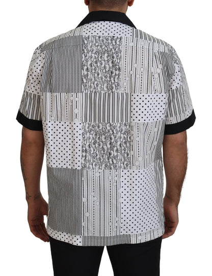 Chemise boutonnée Dolce & Gabbana blanche à motifs noirs