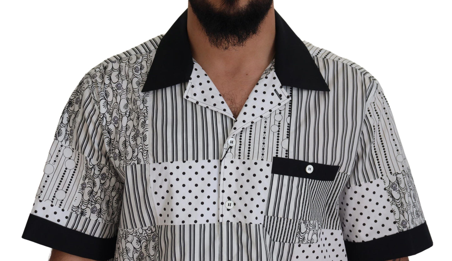 Chemise boutonnée Dolce & Gabbana blanche à motifs noirs