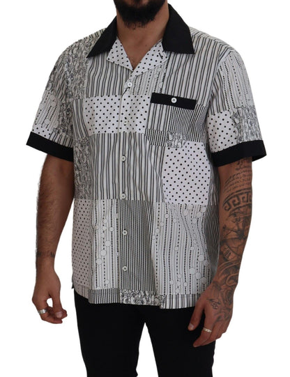 Chemise boutonnée Dolce & Gabbana blanche à motifs noirs