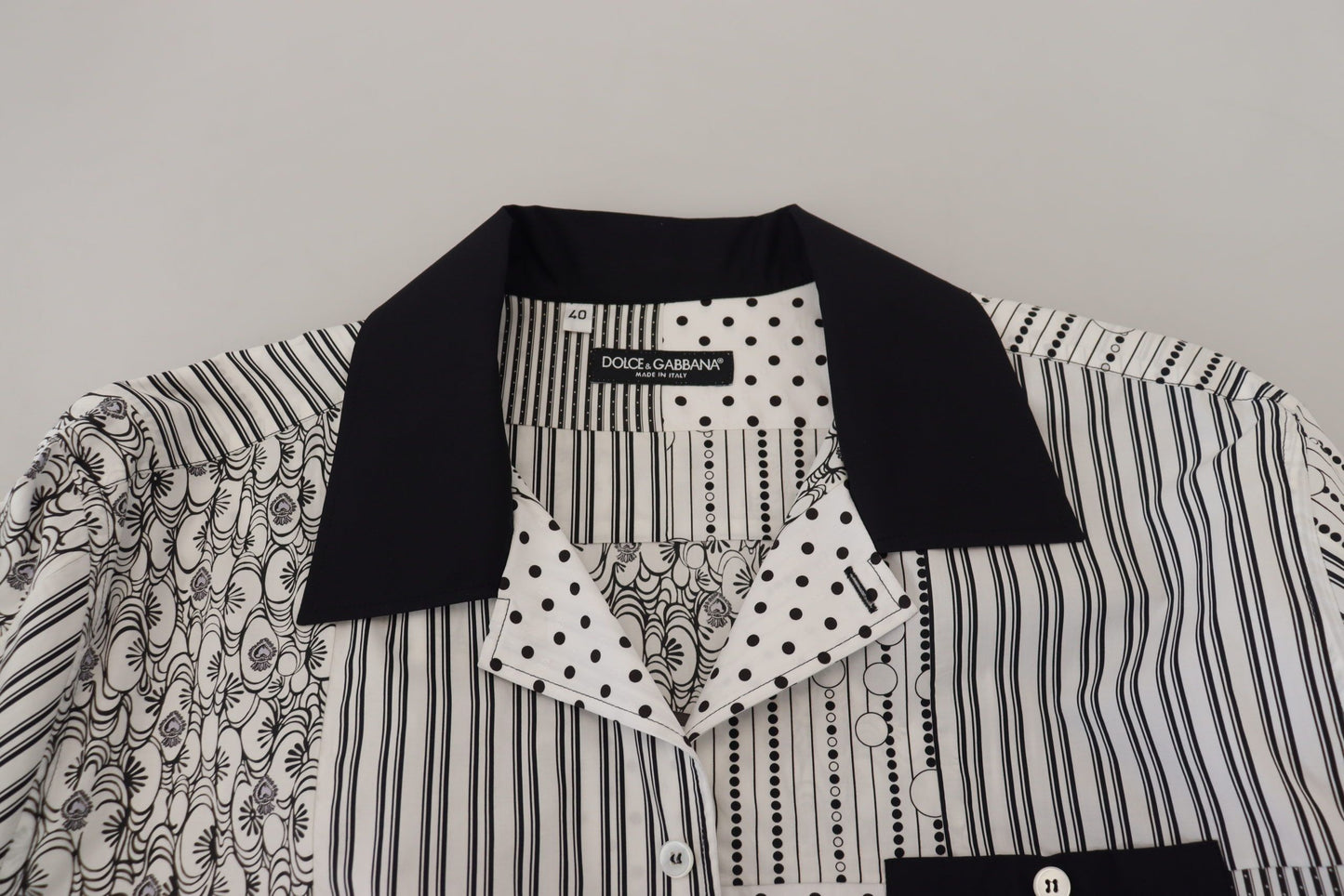 Chemise boutonnée Dolce & Gabbana blanche à motifs noirs