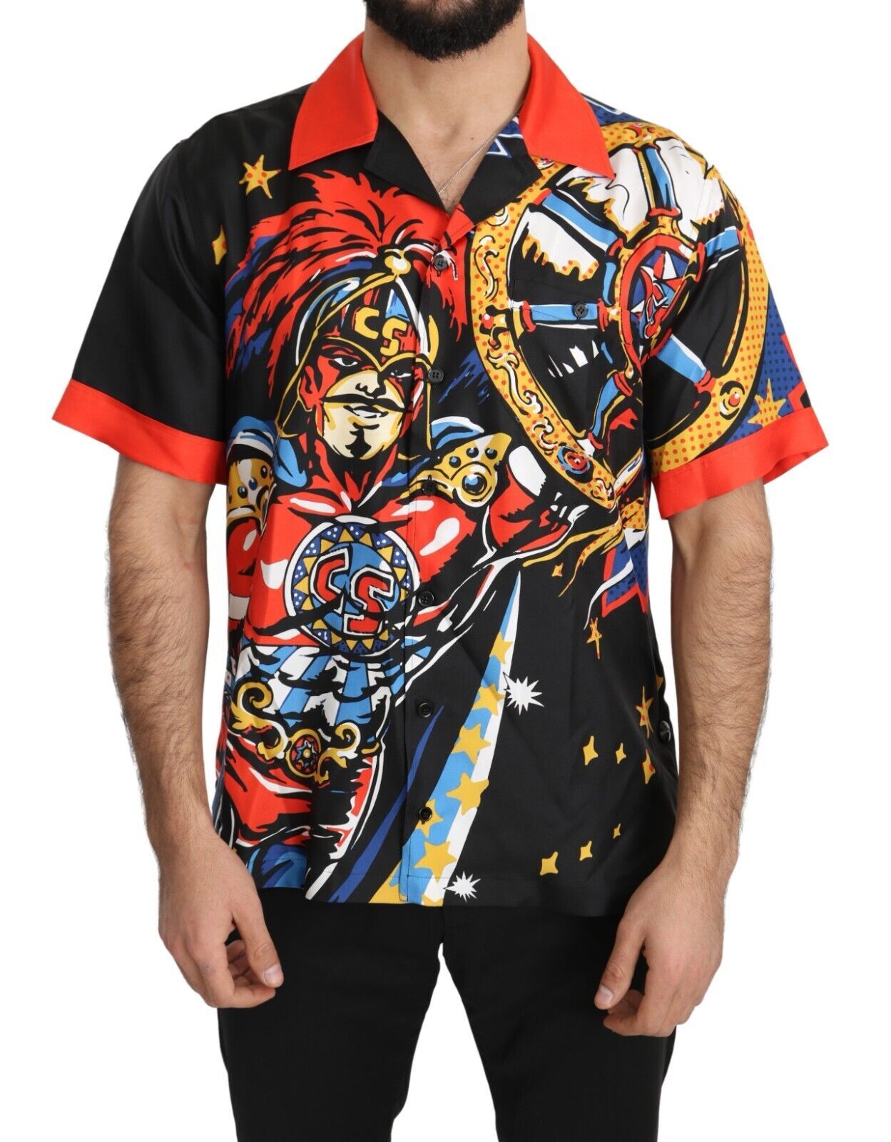 Chemise décontractée à manches courtes imprimée multicolore Dolce & Gabbana