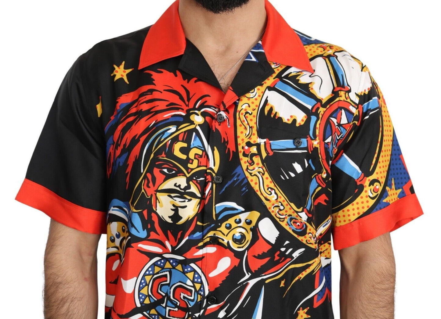 Chemise décontractée à manches courtes imprimée multicolore Dolce & Gabbana