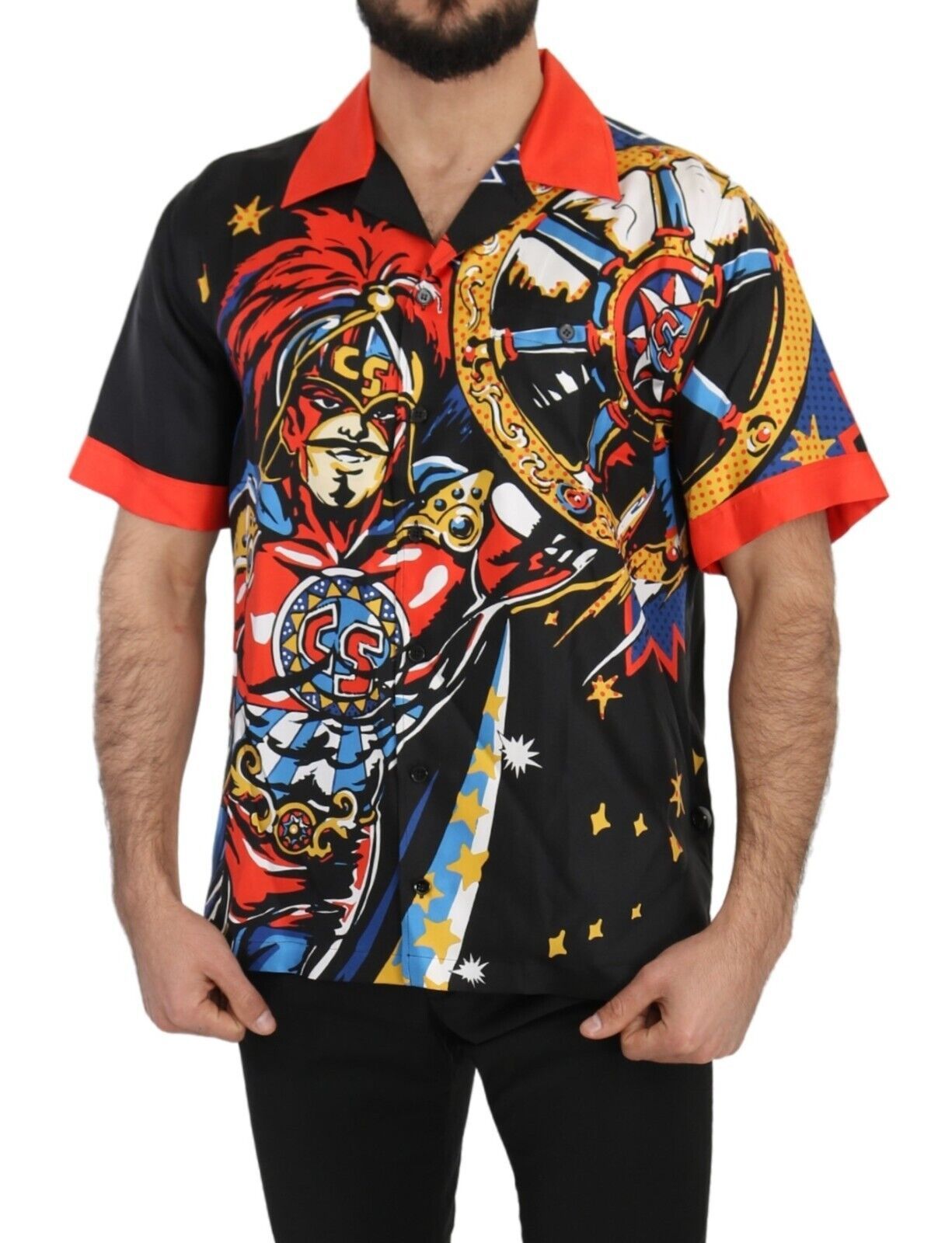 Chemise décontractée à manches courtes imprimée multicolore Dolce & Gabbana