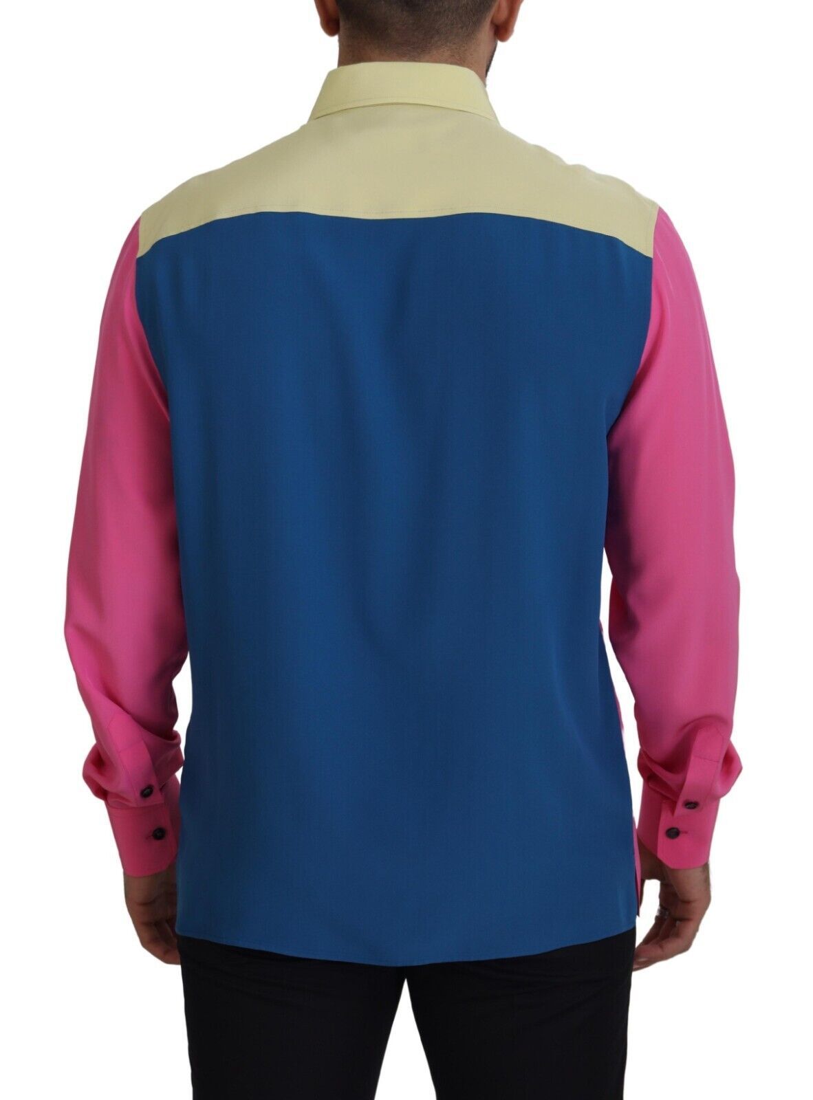 Chemise boutonnée en soie patchwork multicolore Dolce & Gabbana