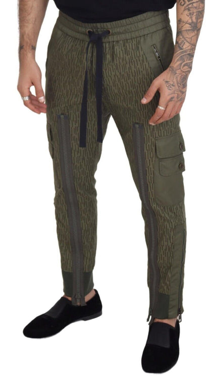 Pantalon cargo Dolce & Gabbana pour homme, à rayures vertes et fermeture éclair aux jambes