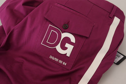 Pantalon Dolce & Gabbana en coton magenta avec poche logo DG