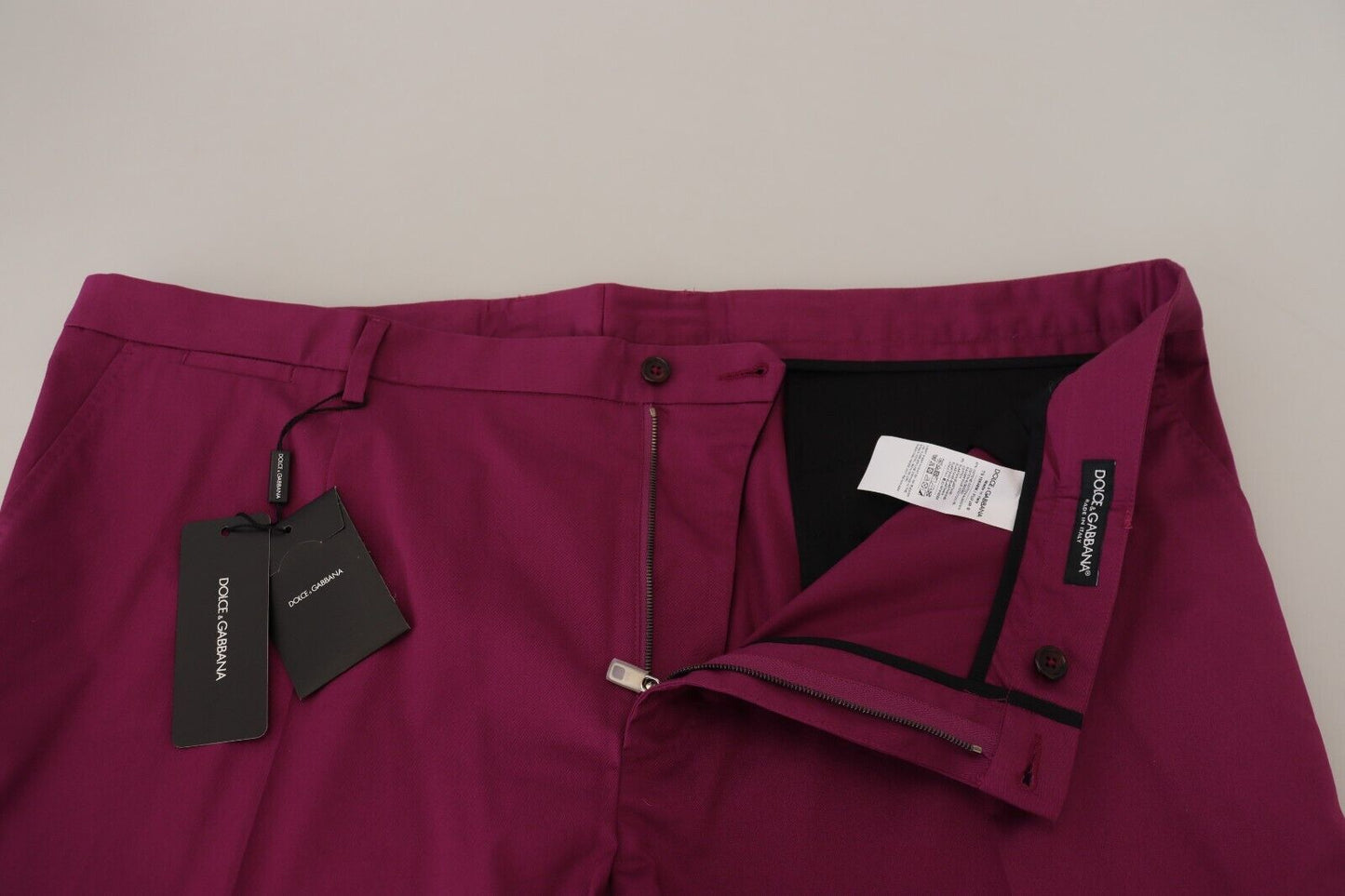 Pantalon Dolce & Gabbana en coton magenta avec poche logo DG