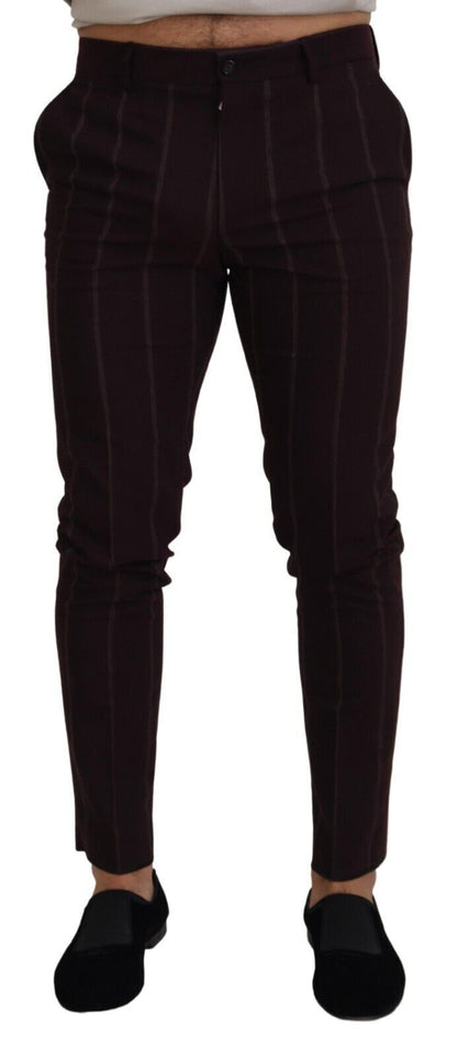 Pantalon pour homme Dolce & Gabbana rayé marron en coton