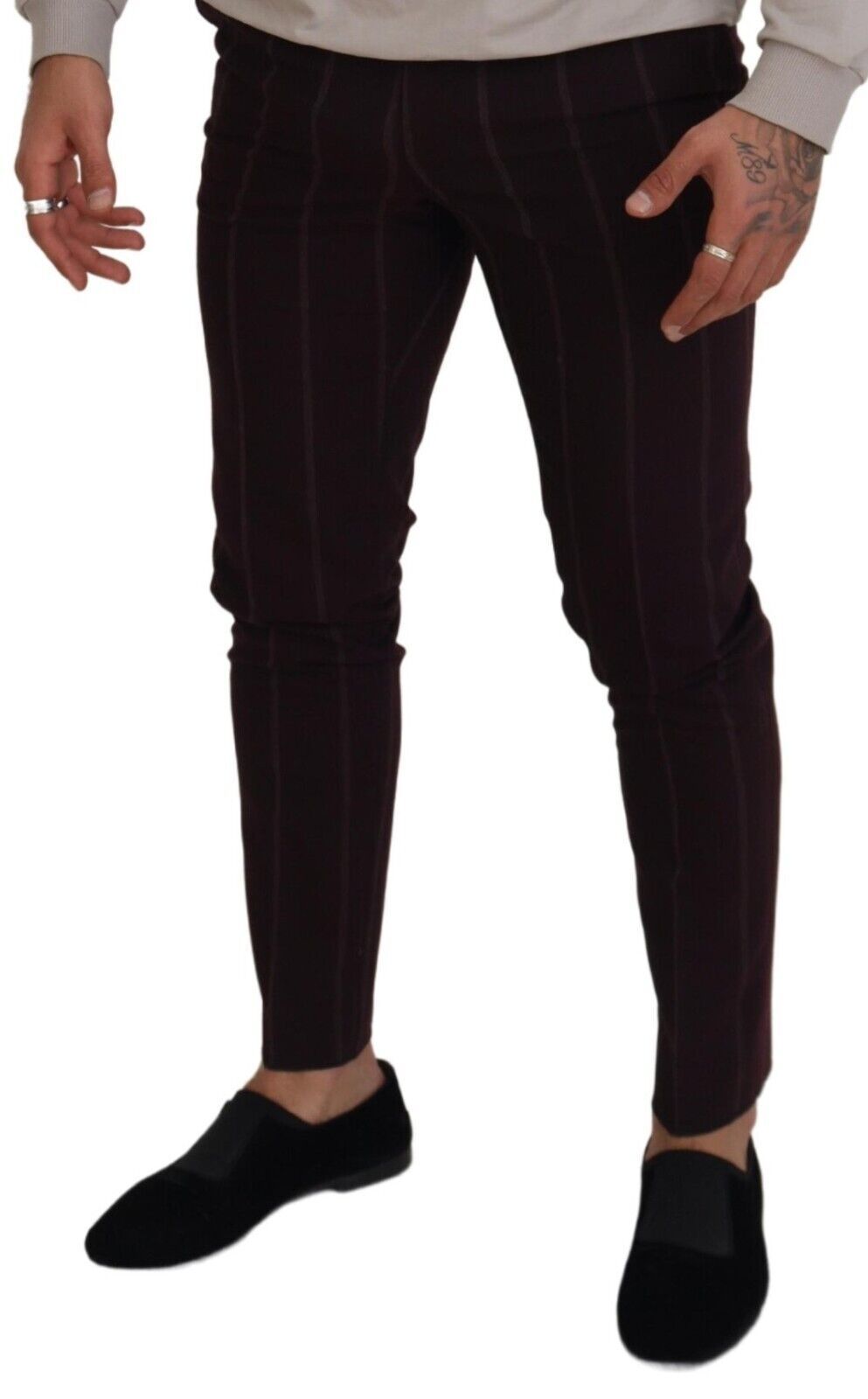 Pantalon pour homme Dolce & Gabbana rayé marron en coton