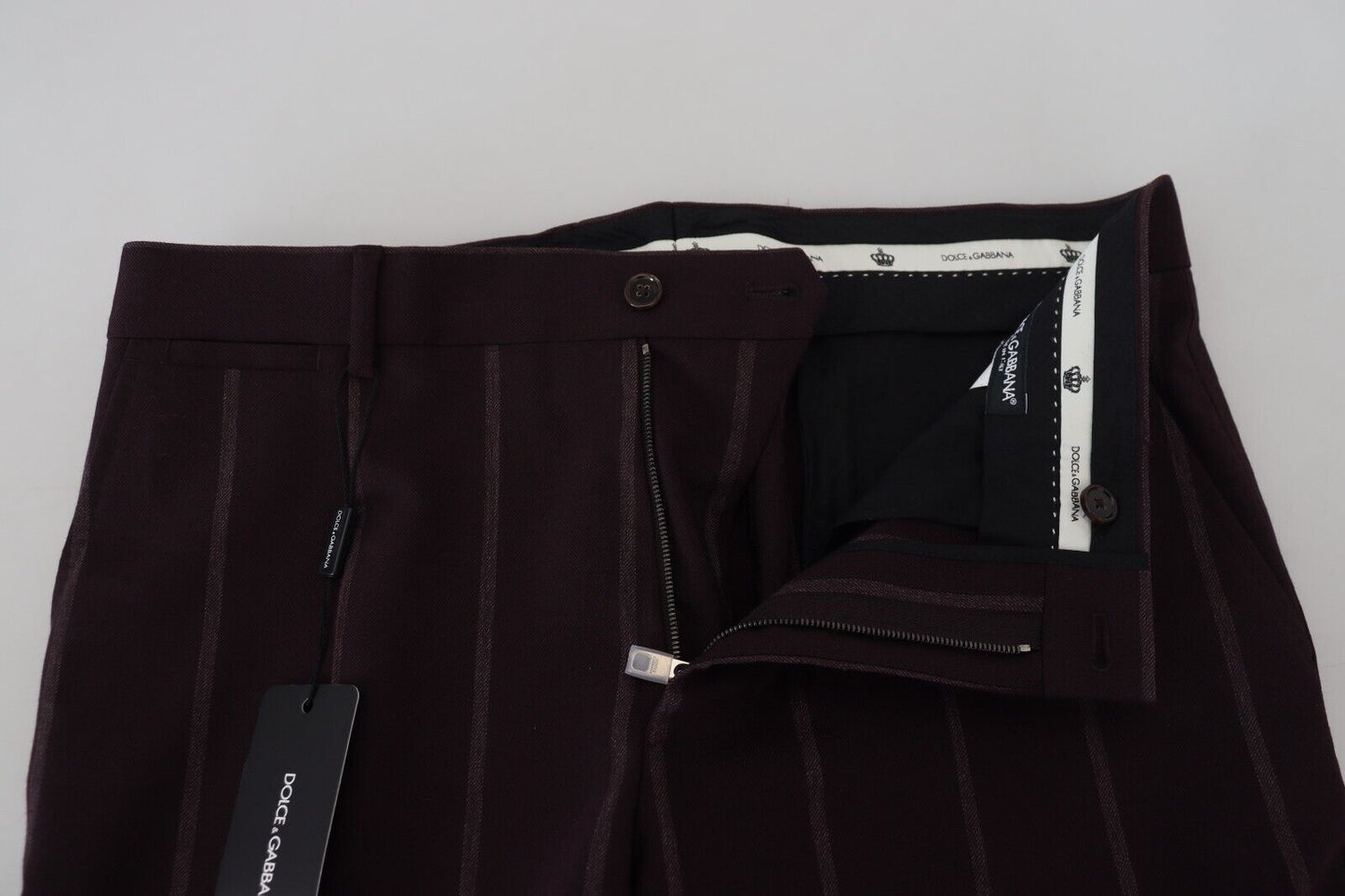 Pantalon pour homme Dolce & Gabbana rayé marron en coton