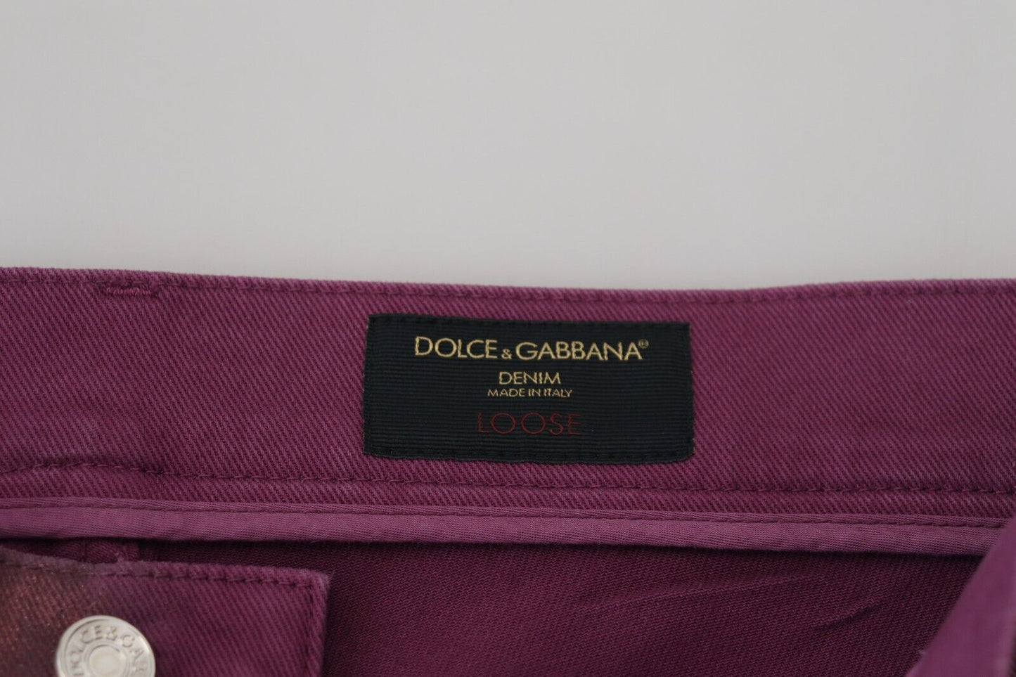 Jean en denim à harnais décontracté en coton magenta Dolce & Gabbana pour homme