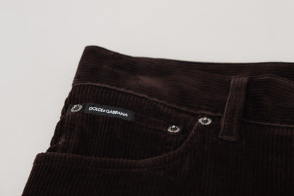Pantalon décontracté en velours côtelé marron pour homme Dolce & Gabbana