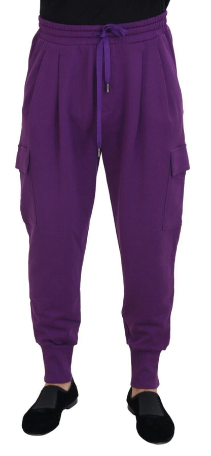 Pantalones de chándal Dolce & Gabbana de algodón morado con bolsillos cargo
