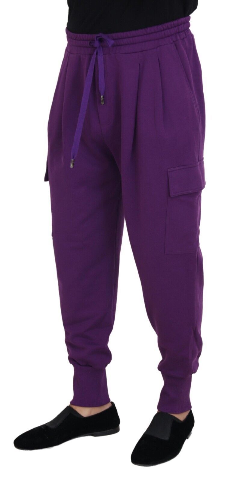 Pantalones de chándal Dolce & Gabbana de algodón morado con bolsillos cargo