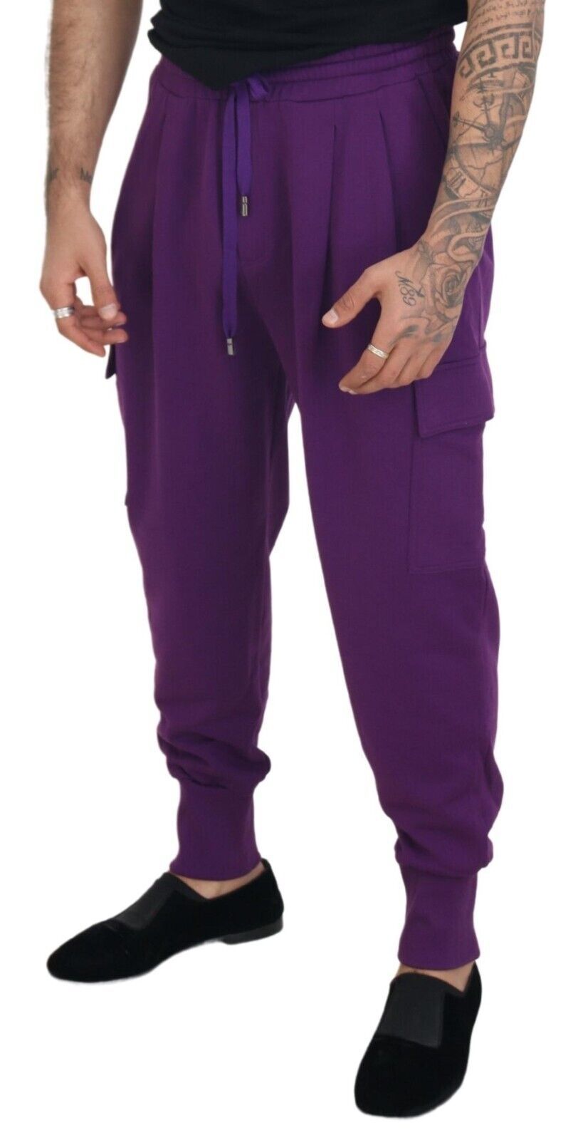 Pantalones de chándal Dolce & Gabbana de algodón morado con bolsillos cargo