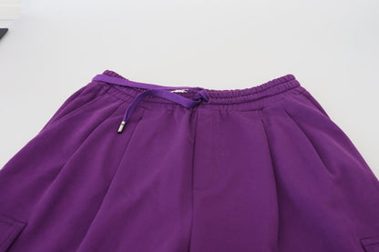 Pantalones de chándal Dolce & Gabbana de algodón morado con bolsillos cargo