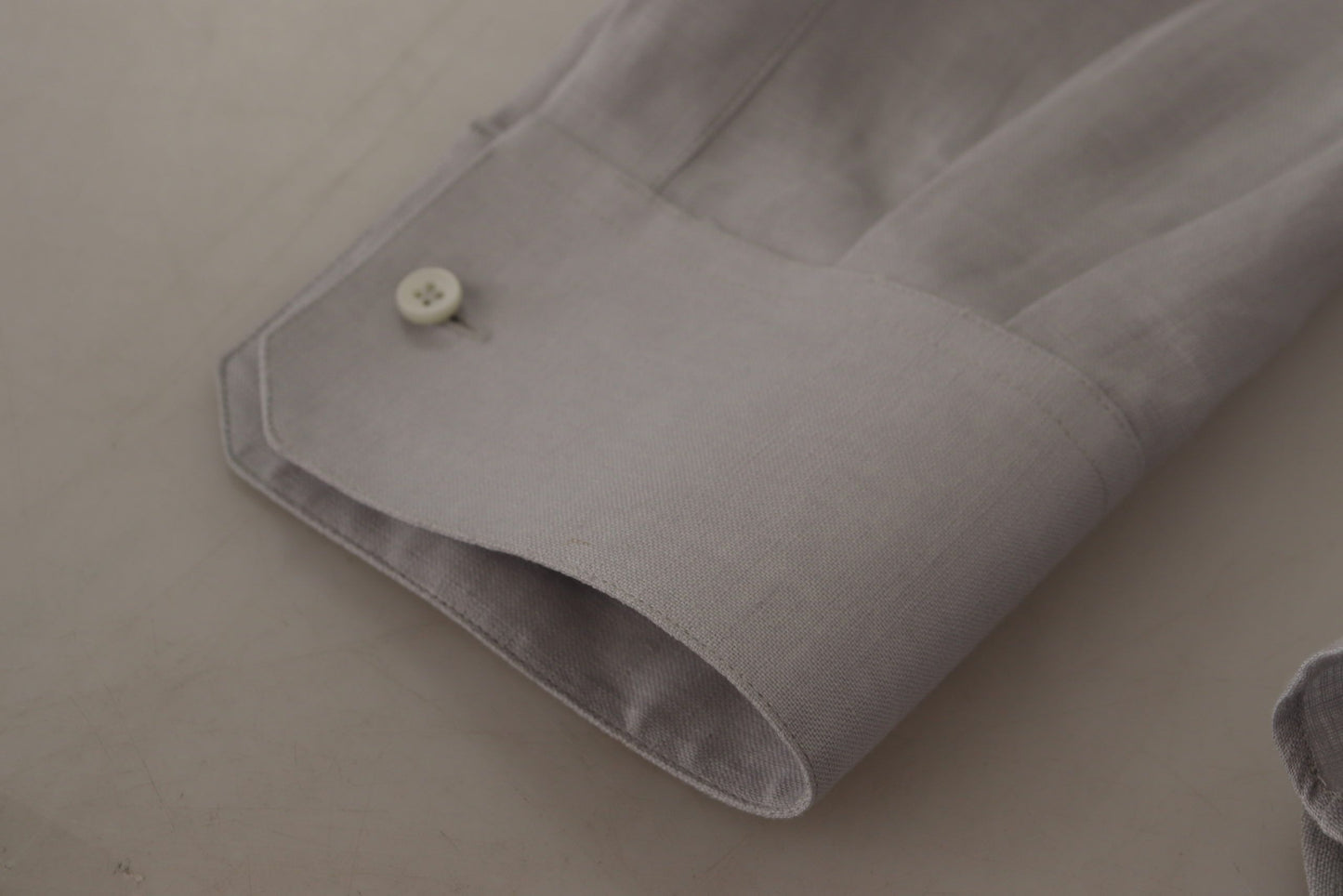 Chemise GOLD habillée Dolce & Gabbana en lin gris à manches longues