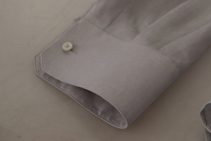 Chemise GOLD habillée Dolce & Gabbana en lin gris à manches longues