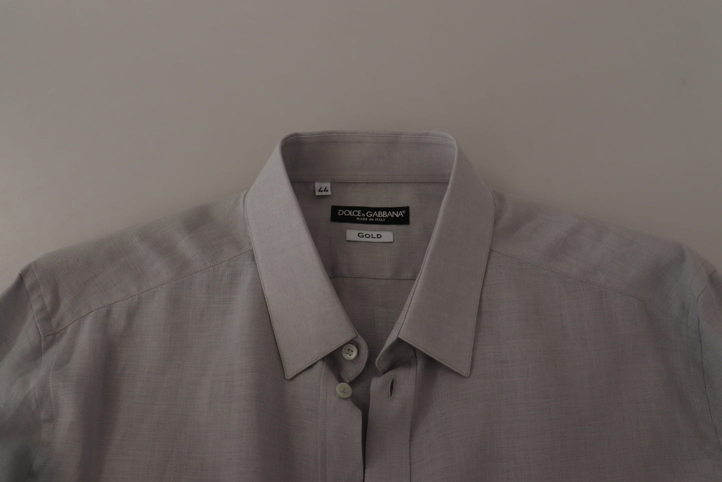 Chemise GOLD habillée Dolce & Gabbana en lin gris à manches longues