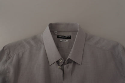 Chemise GOLD habillée Dolce & Gabbana en lin gris à manches longues
