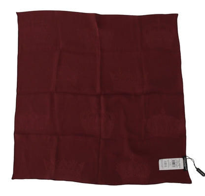 Foulard carré en soie bordeaux Dolce & Gabbana avec imprimé couronne