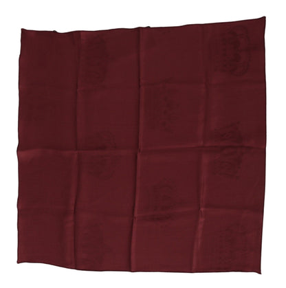 Foulard carré en soie bordeaux Dolce & Gabbana avec imprimé couronne