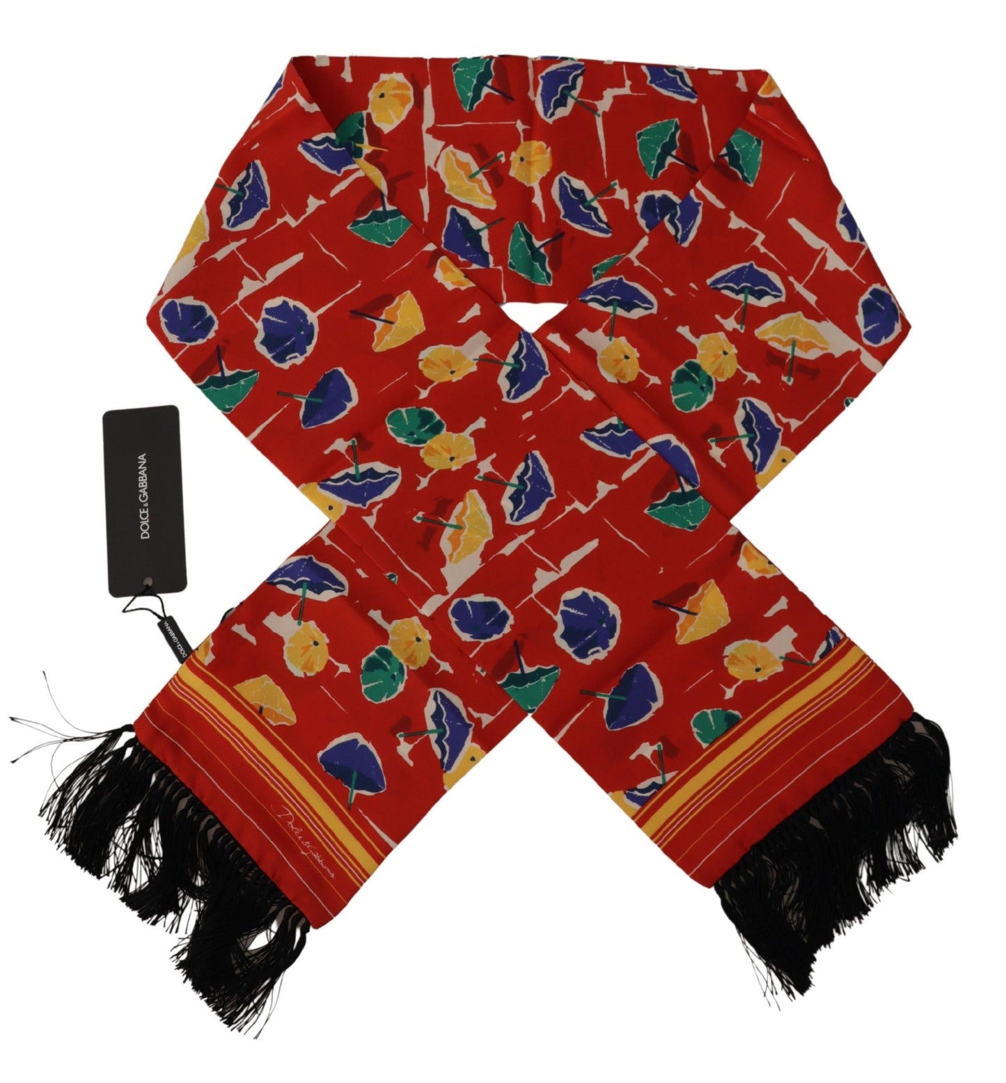 Écharpe à franges Dolce & Gabbana multicolore imprimé parapluies DG