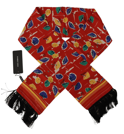 Écharpe à franges Dolce & Gabbana multicolore imprimé parapluies DG
