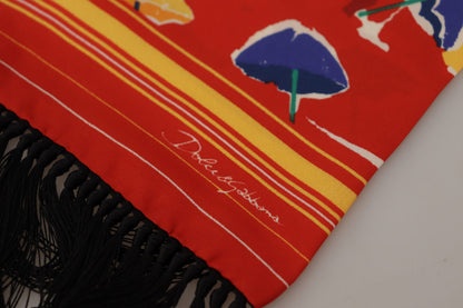 Écharpe à franges Dolce & Gabbana multicolore imprimé parapluies DG