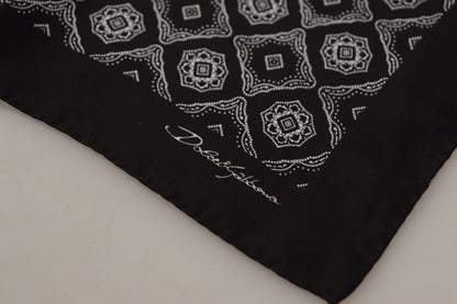 Foulard carré noir Dolce & Gabbana à motifs géométriques