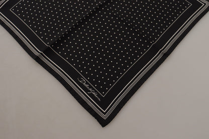 Pochette carrée Dolce & Gabbana noire à pois avec logo DG