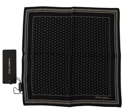 Pochette carrée Dolce & Gabbana noire à pois avec logo DG