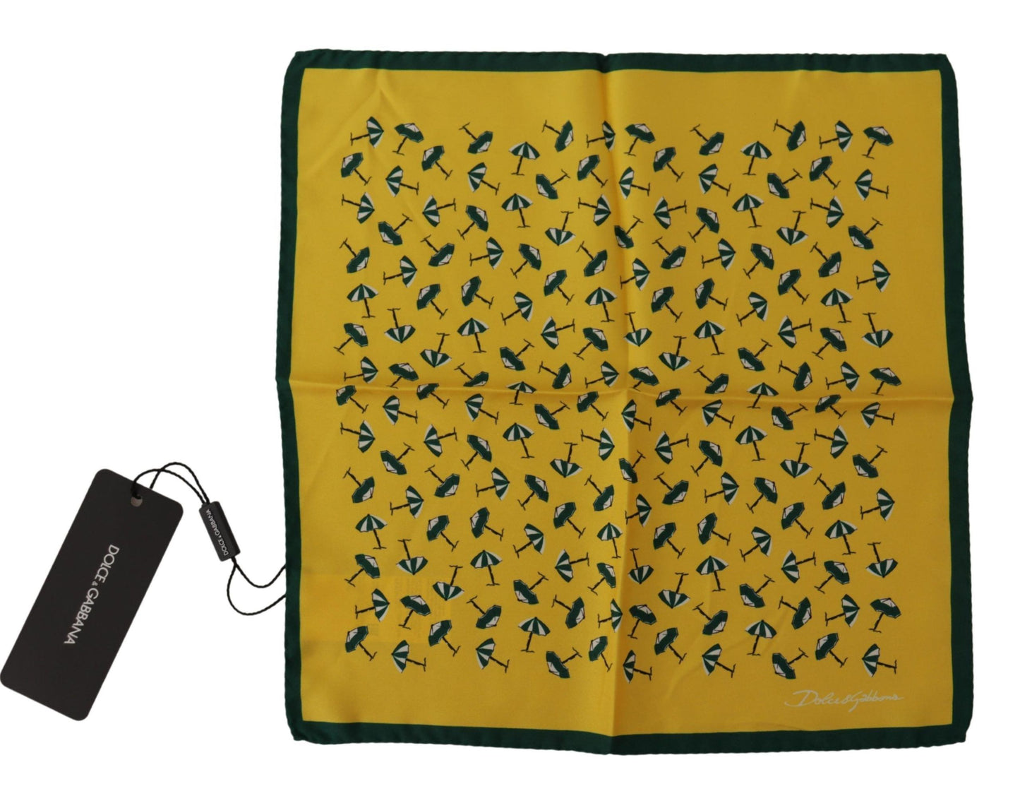Foulard Mouchoir Carré Homme Dolce & Gabbana Jaune Imprimé Logo DG