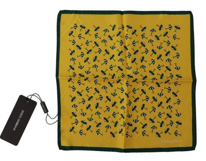 Foulard Mouchoir Carré Homme Dolce & Gabbana Jaune Imprimé Logo DG