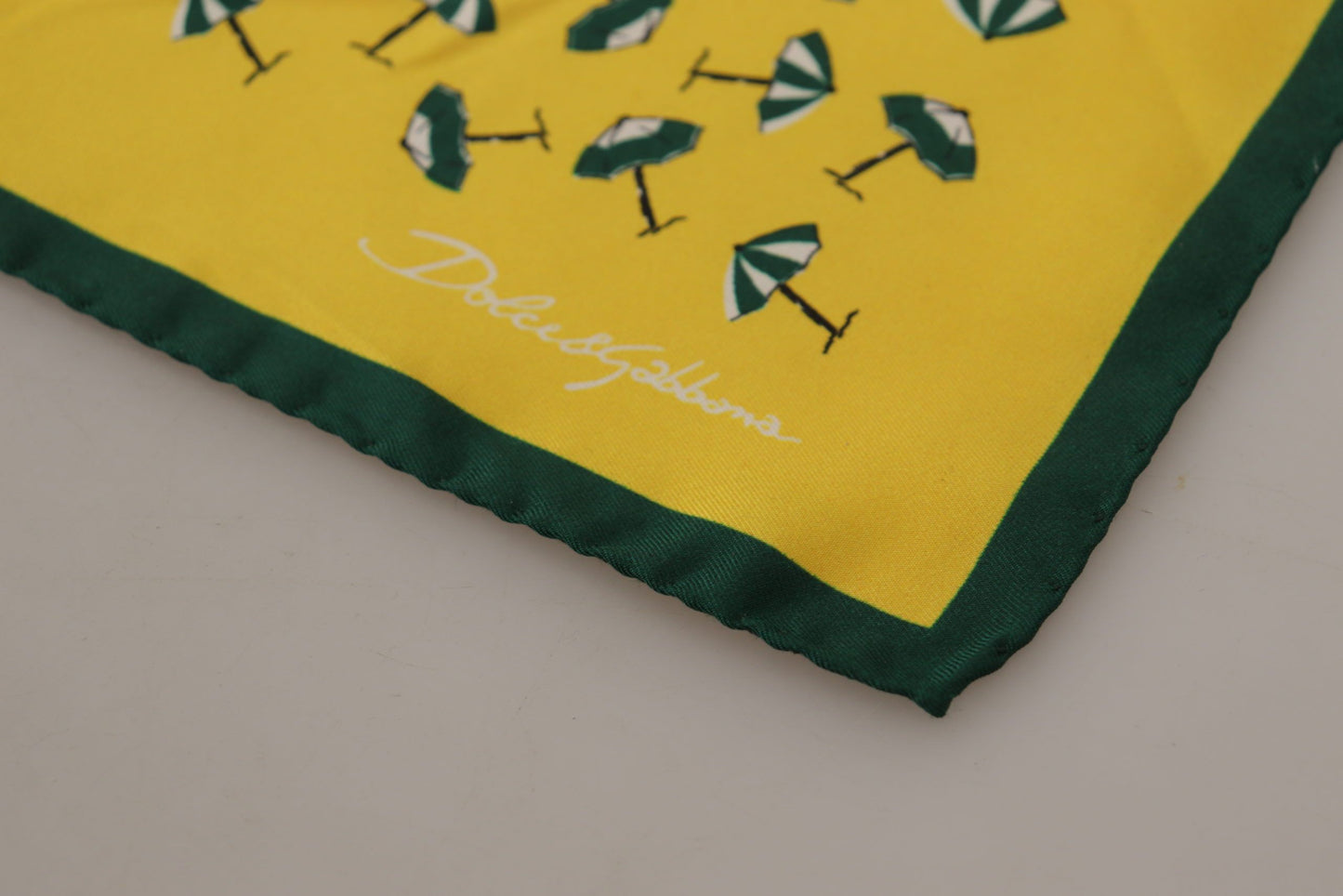 Foulard Mouchoir Carré Homme Dolce & Gabbana Jaune Imprimé Logo DG