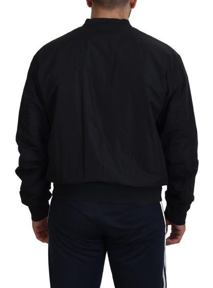 Bomber Jacket Dolce & Gabbana en Nylon Noir avec Logo et Fermeture Éclair