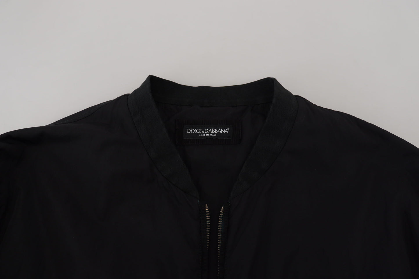 Bomber Jacket Dolce & Gabbana en Nylon Noir avec Logo et Fermeture Éclair